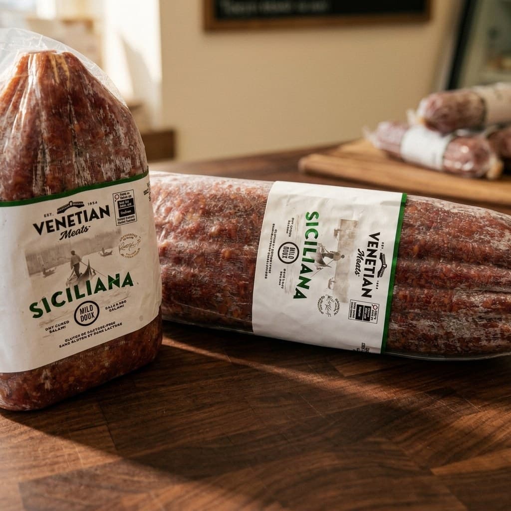 Venetian Meats packaging in stock at Mercury Foodservice